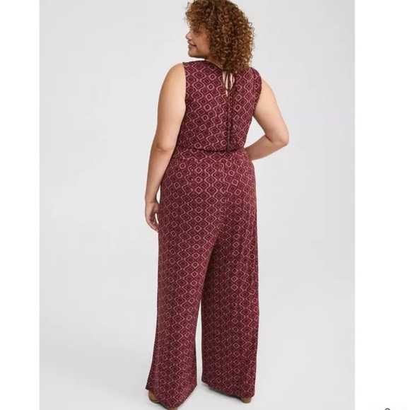 Torrid Women's size 0 Studio Knit Surplice Tie Back Jumpsuit Abstract Purple - Picture 2 of 5